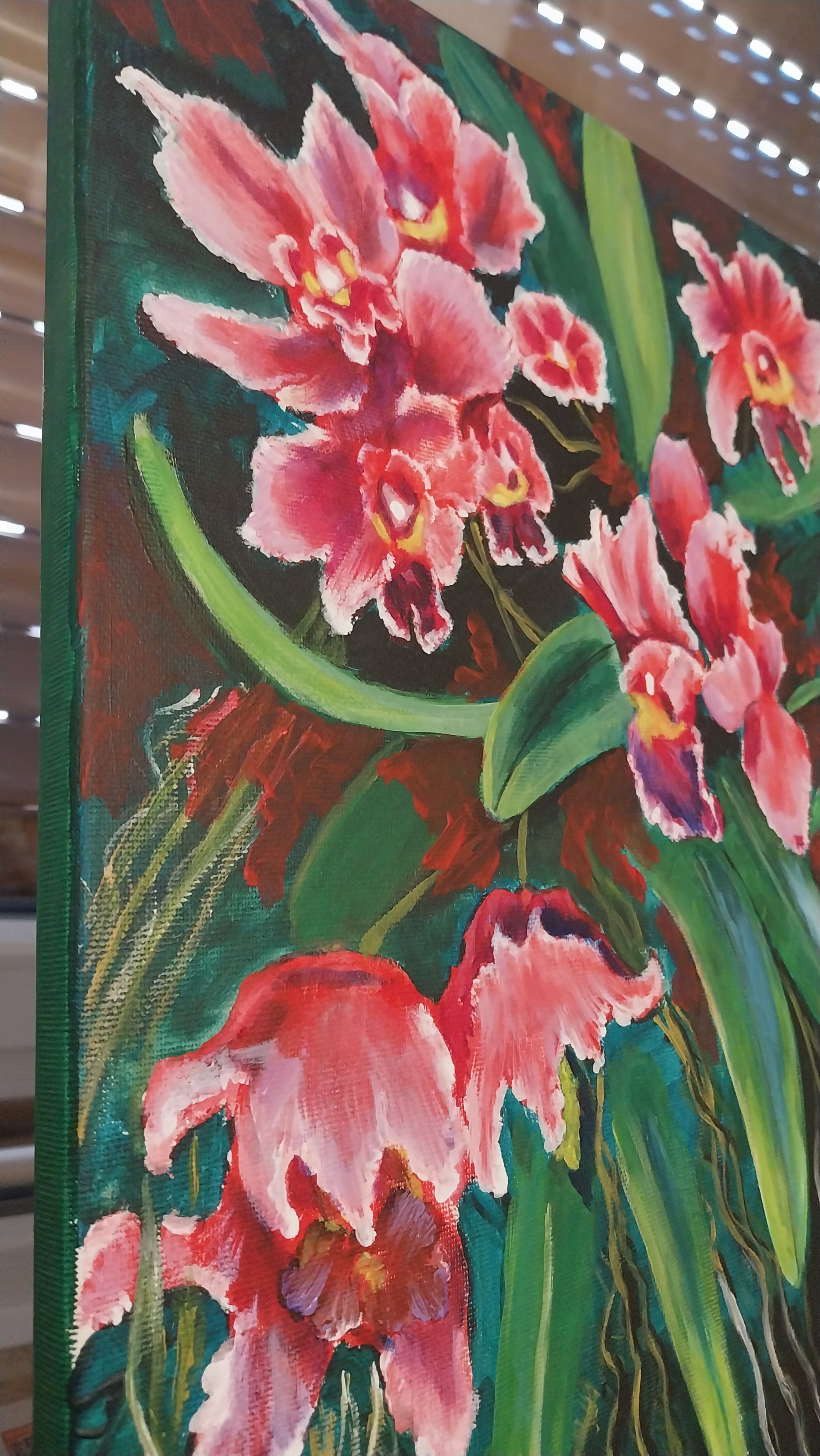 Flüsterkraft im Orchideenschirm, Acryl auf Leinwand 100x70cm/ 39.4x27.6´