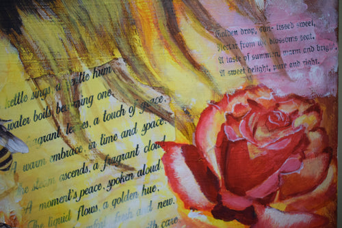 Bienenkönigin,  Frauenporträt Fantasie Original Gemälde, 40x40cm/ 15.7x 15.7inch