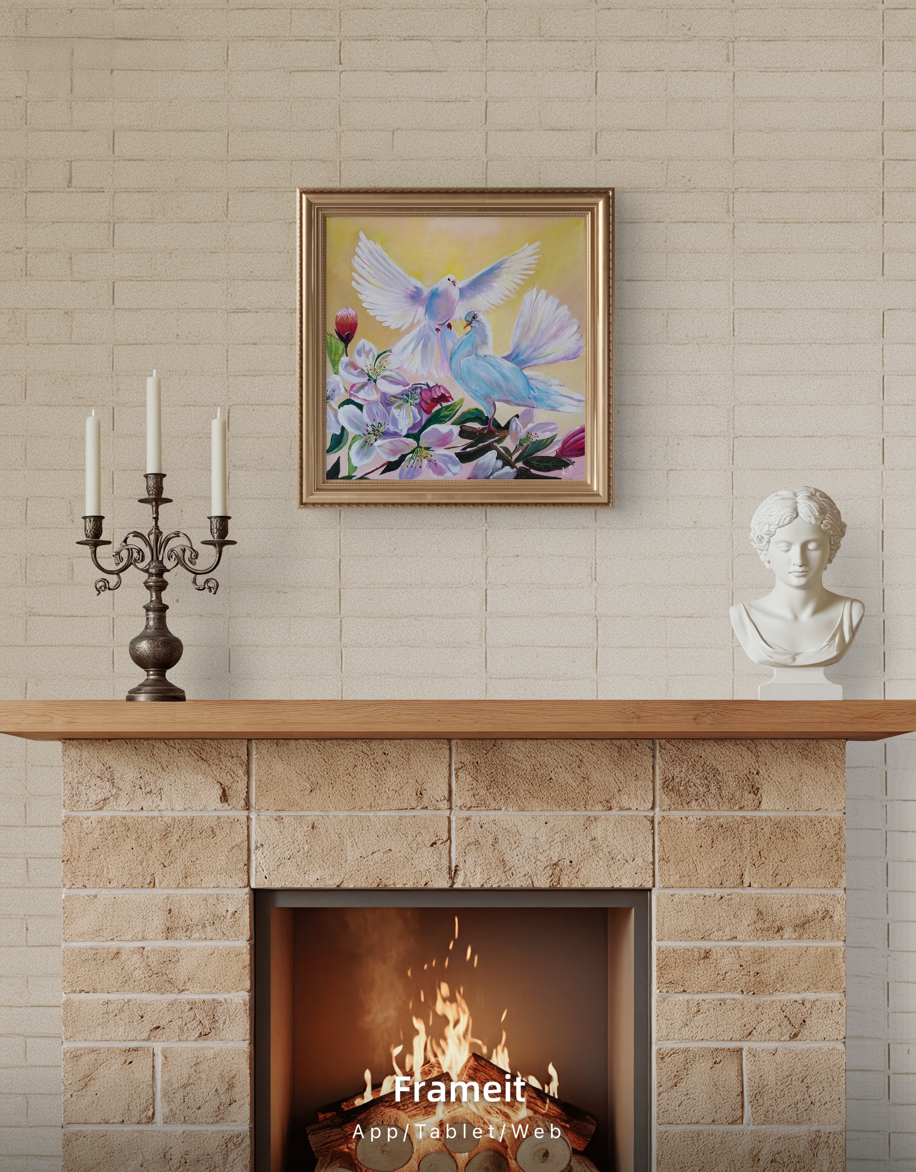 Zärtliche Begegnung,  Acryl auf Leinwand 40x40cm/ 15.7x15.7"