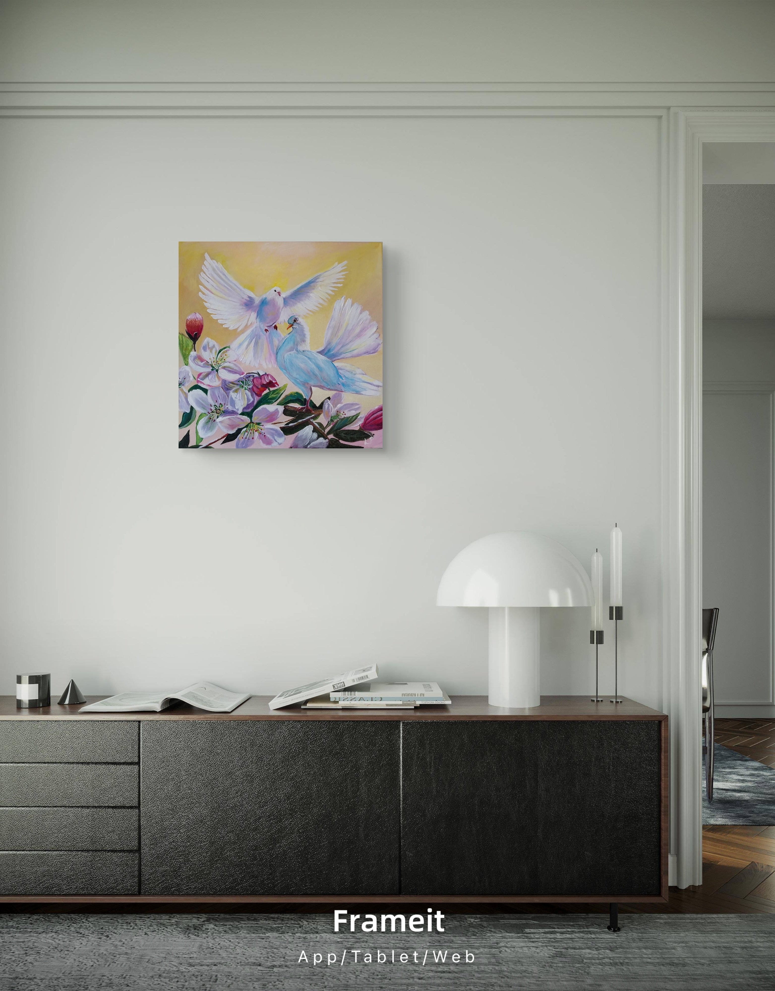 Zärtliche Begegnung,  Acryl auf Leinwand 40x40cm/ 15.7x15.7"