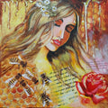 Bienenkönigin,  Frauenporträt Fantasie Original Gemälde, 40x40cm/ 15.7x 15.7inch