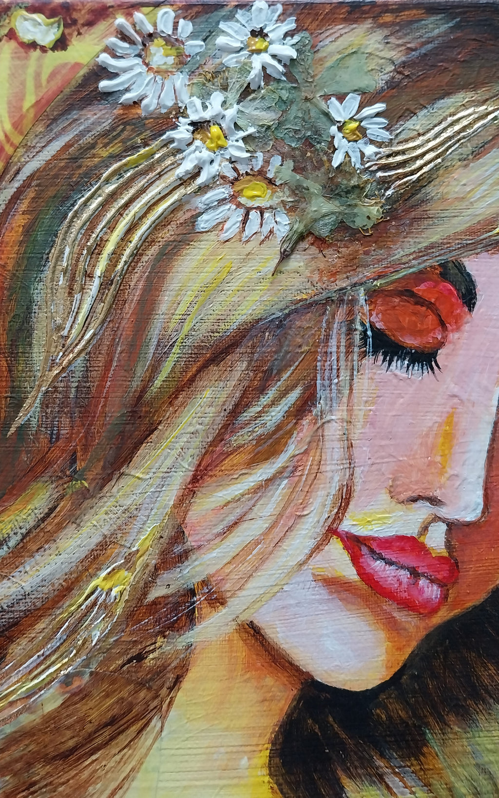 Bienenkönigin,  Frauenporträt Fantasie Original Gemälde, 40x40cm/ 15.7x 15.7inch