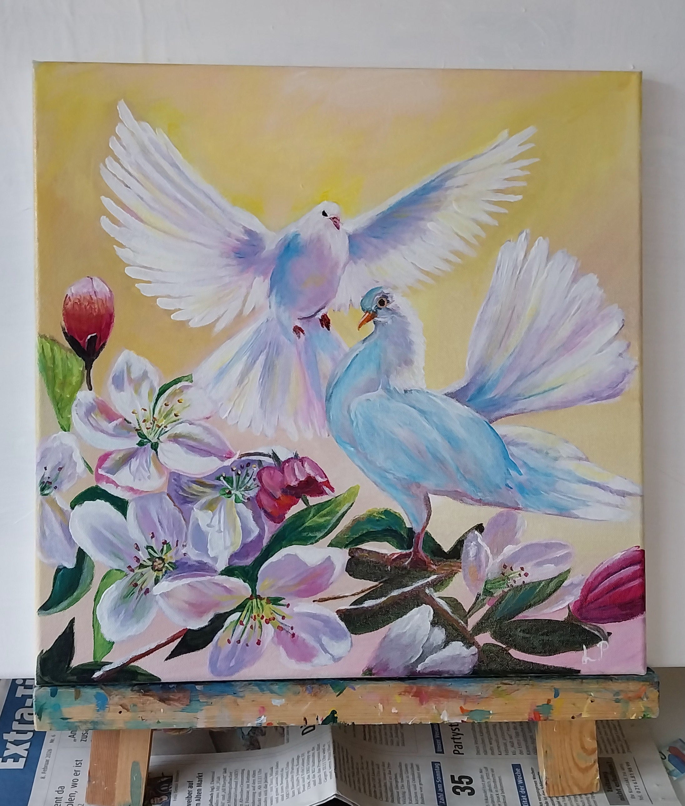 Zärtliche Begegnung,  Acryl auf Leinwand 40x40cm/ 15.7x15.7"