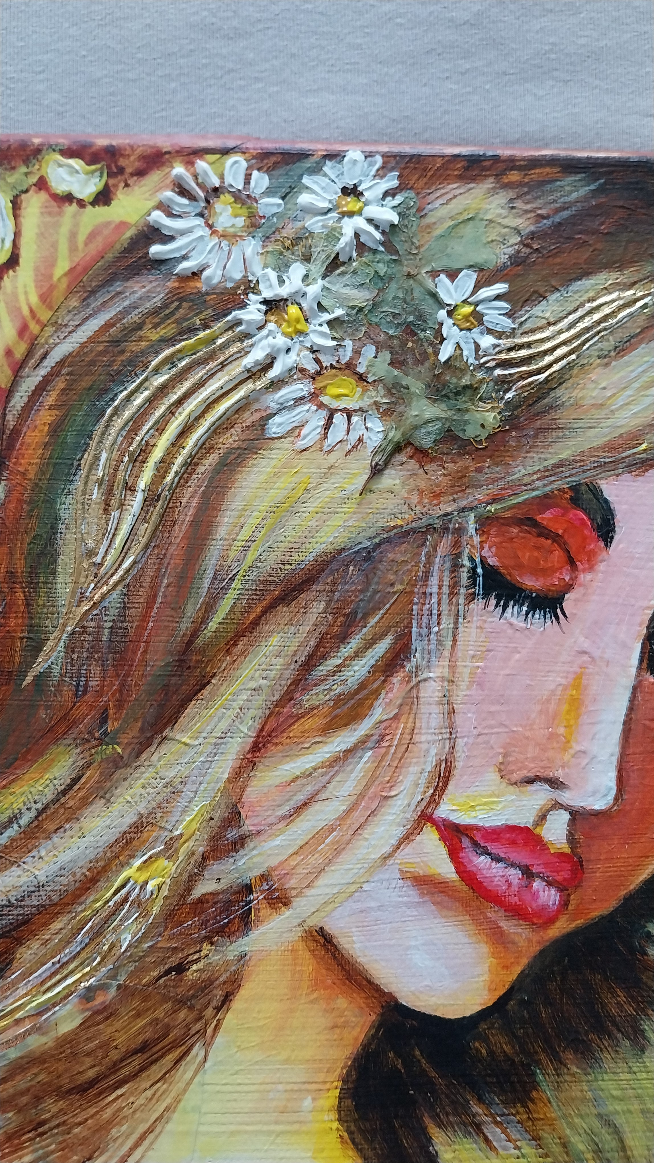 Bienenkönigin,  Frauenporträt Fantasie Original Gemälde, 40x40cm/ 15.7x 15.7inch