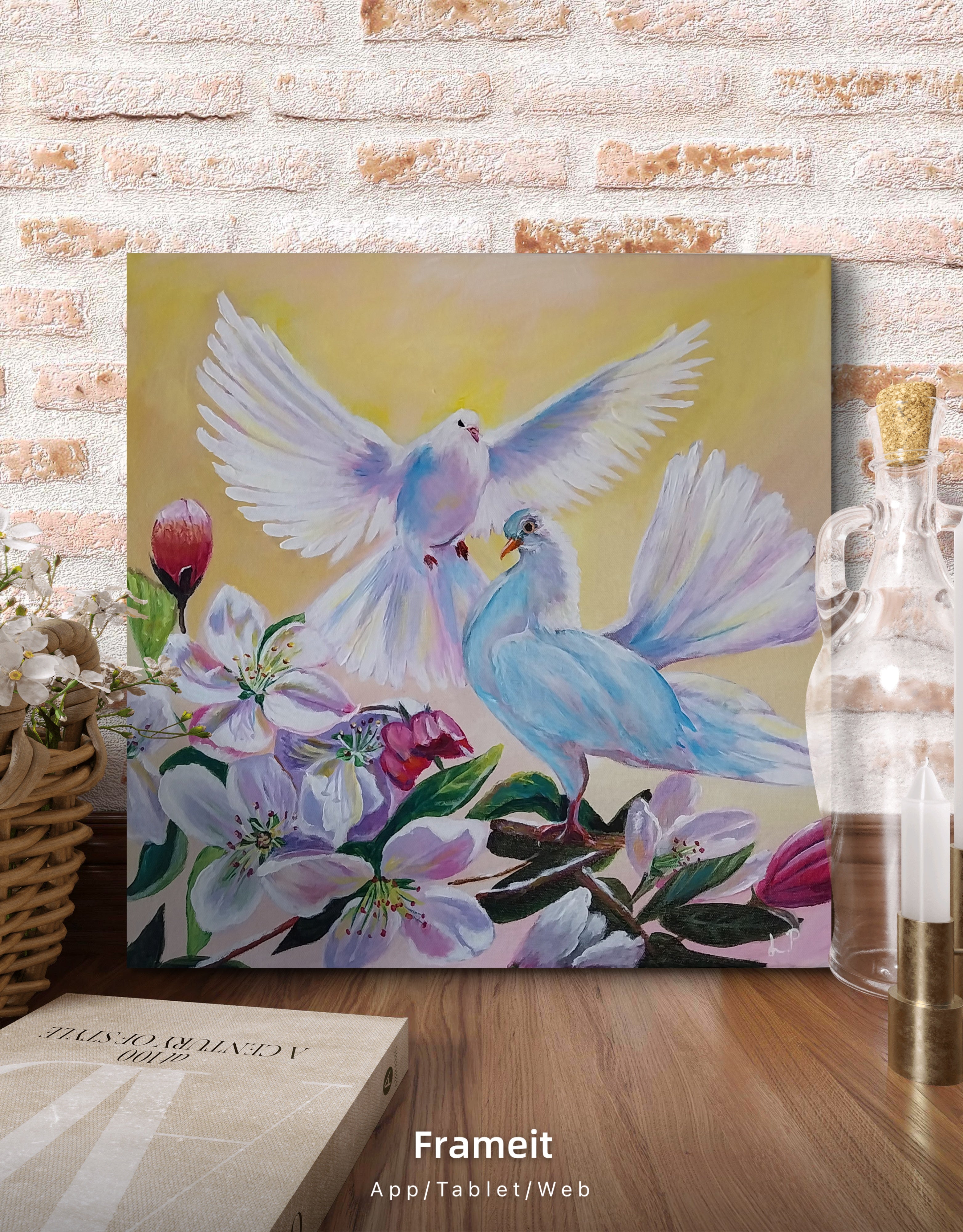 Zärtliche Begegnung,  Acryl auf Leinwand 40x40cm/ 15.7x15.7"